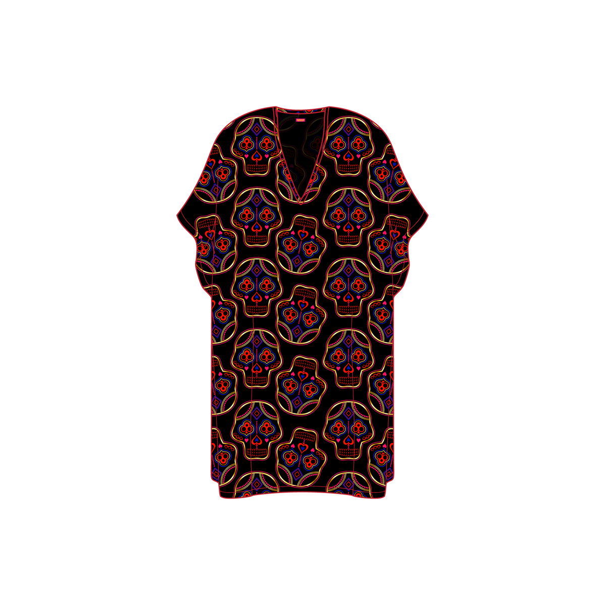 Sugar Skull Kaftan Satin Chiffon