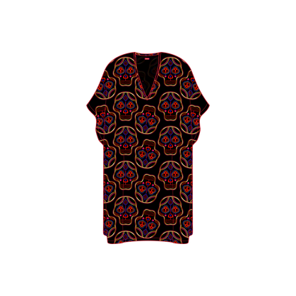 Sugar Skull Kaftan Satin Chiffon